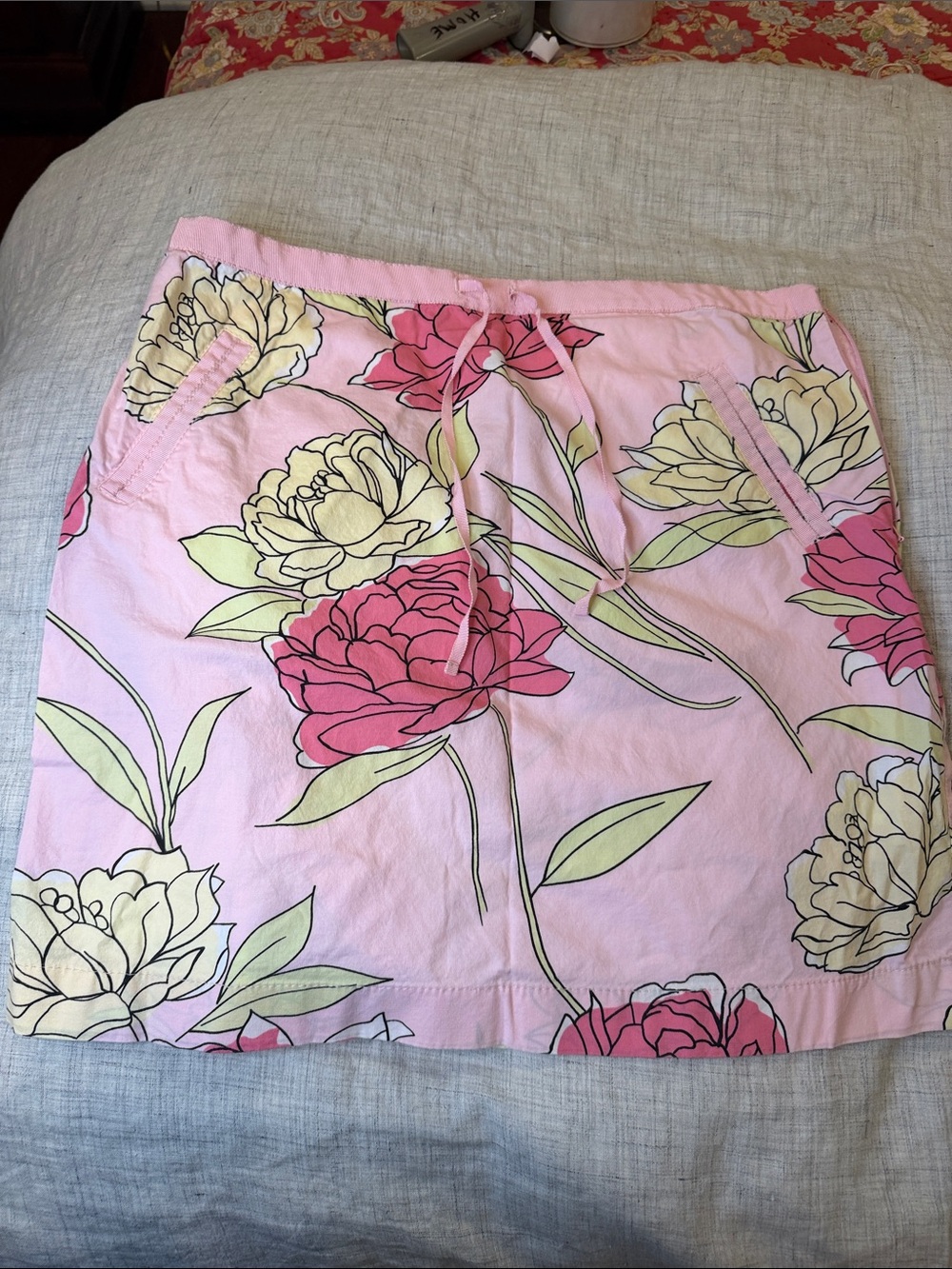 Loft Women’s Pink Floral Drawstring Skirt